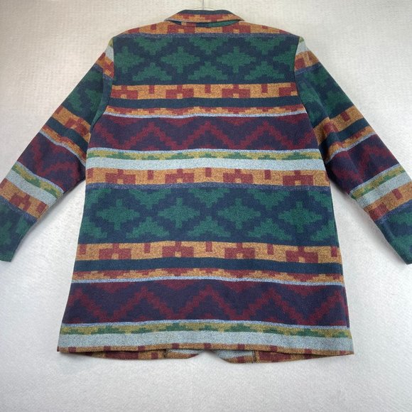 Vintage KATE BROOKE Womens 18 Wool Aztec Southwest Blanket 80s Pockets Blazer - Picture 12 of 12